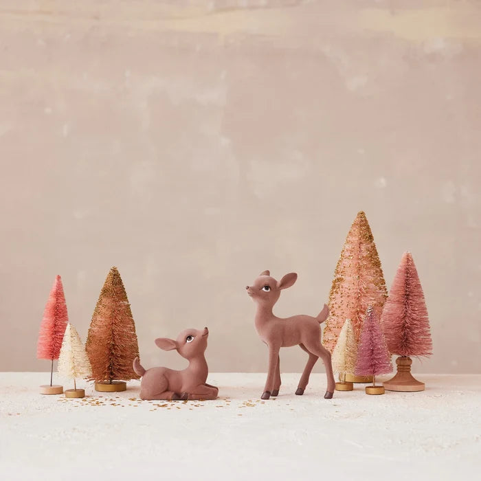 Creative Co-op Flocked Resin Fawn - Brown
