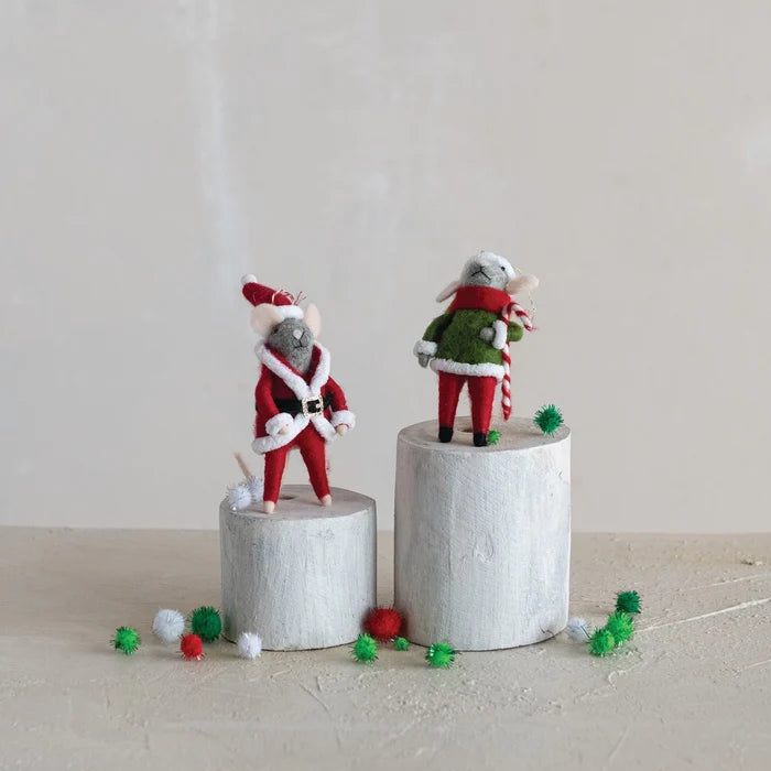 Creative Co-op Handmade Wool Felt Mouse Ornament