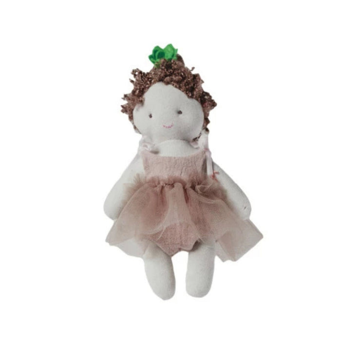 Creative Co-op Plush Doll in Dress - Brown Hair with Pink Dress