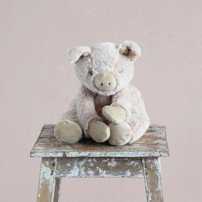 Creative Co-op Plush Pig - Pink