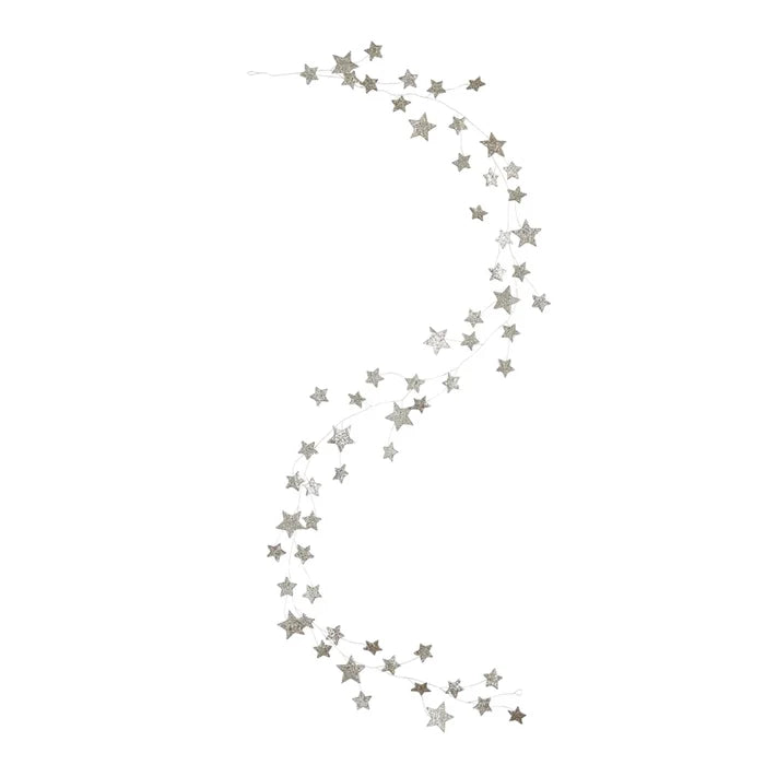 Creative Co-op Star Shaped Garland with Glitter