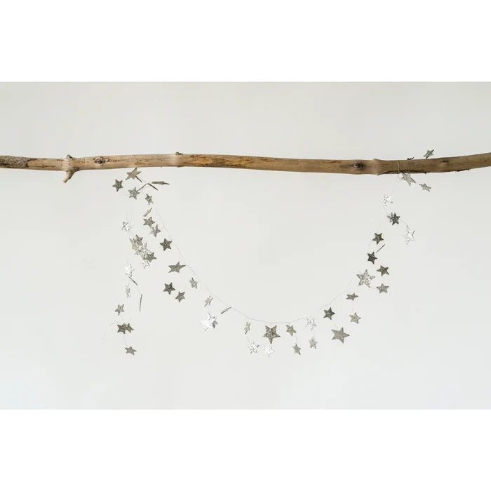 Creative Co-op Star Shaped Garland with Glitter