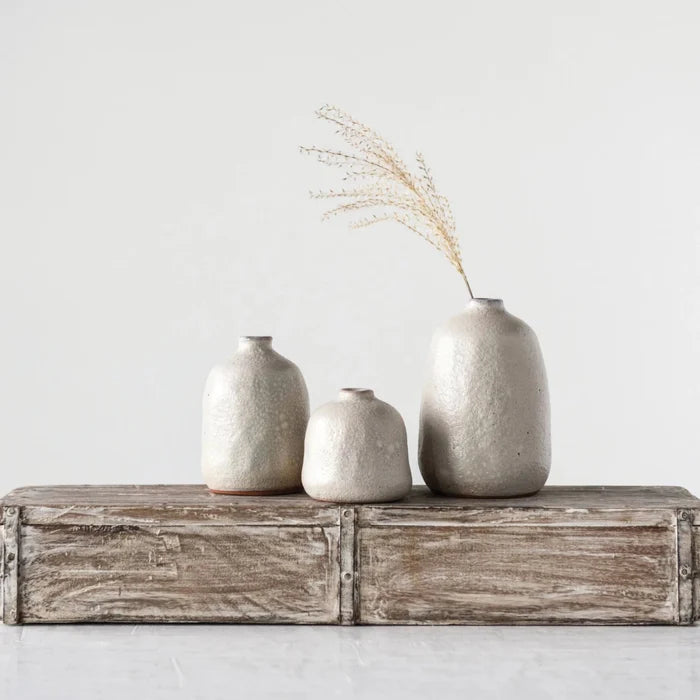 Creative Co-op Terracotta Vases - Grey Sand Finish