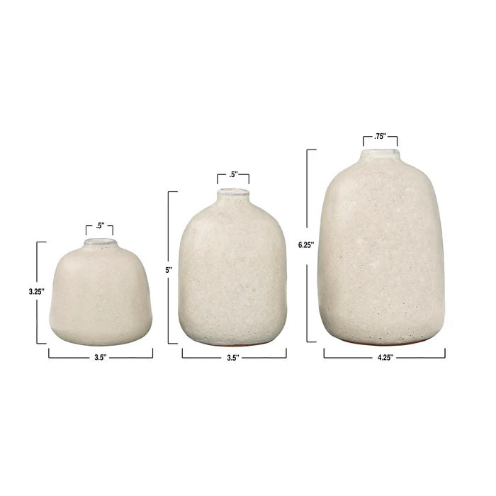 Creative Co-op Terracotta Vases - Grey Sand Finish