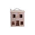 Creative Co-op Wood Folding Doll House with Faux Leather Handle & Metal Latch