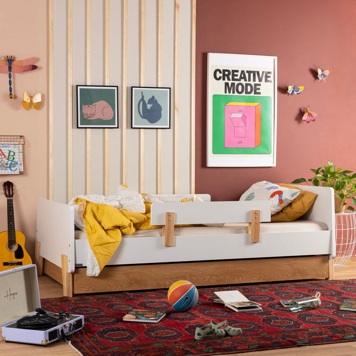 Dadada Storage Trundle - Twin - Red Oak under Dadada Fun Bed Twin