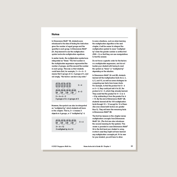 Dimensions Math Home Instructor's Guide 3A