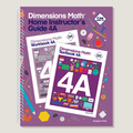 Cover of 'Dimensions Math Home Instructor's Guide 4A' featuring the title and images of a textbook and workbook with the numbers '4A' prominently displayed. The cover has a purple background with educational-related graphics.
