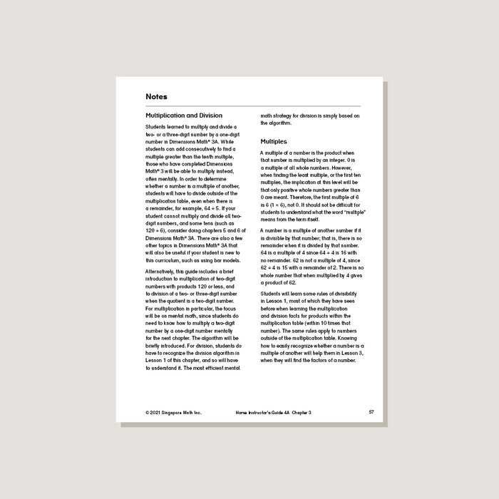 Sample page from Dimensions Math