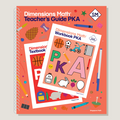 Dimensions Math Teacher's Guide PKA with Workbook and Textbook on a red background