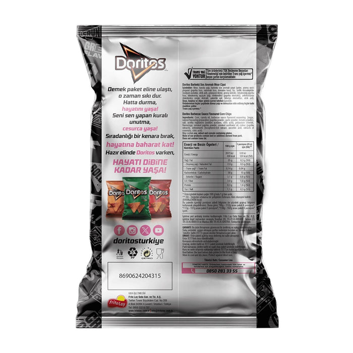 Experience the bold, smoky taste of Doritos Barbecue Sauce Flavored Corn Chips, straight from Türkiye.