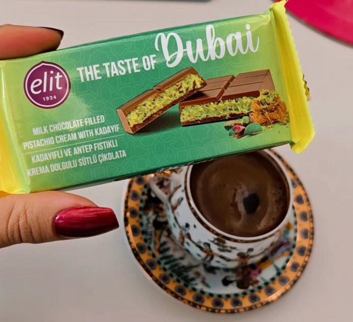 Elit Chocolate Kadayif and Pistachio Cream Filled Dubai Chocolate 3.17 oz (90g)