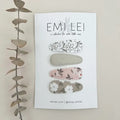 Emi Lei Fabric Hair Clip Snap Barrettes - Set of 4