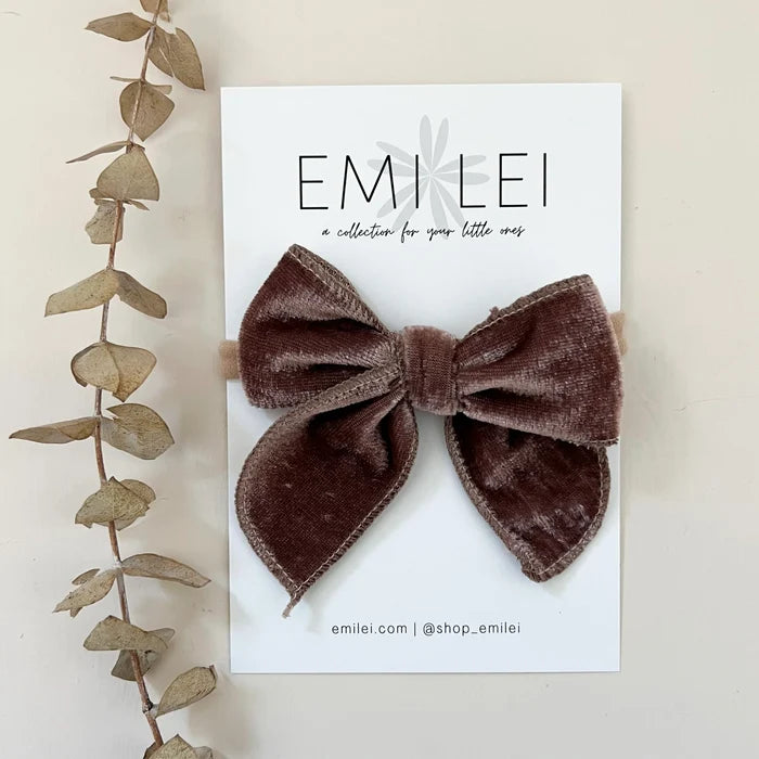 Emi Lei Velvet Fable Bow - Nylon Heaband - Violet Gray