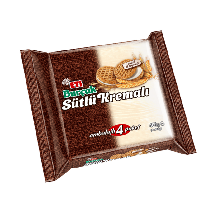 Eti Burcak Oat Biscuit with Milk Cream offers a delicious balance of wholesome oats and smooth milk cream, making it a satisfying snack for any time of day.