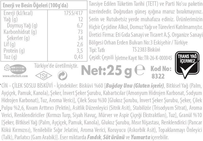 Eti Cin Strawberry Ingredients