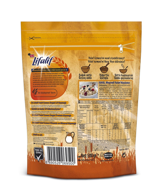 Eti Lifalif Oatmeal 500g - Fiber-Rich, Protein-Packed Breakfast