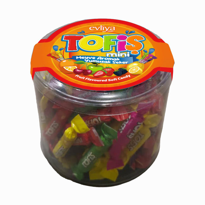 Evliya Tofis Mini Fruit Flavored Soft Candy brings the joy of classic Turkish confections to your snack collection.
