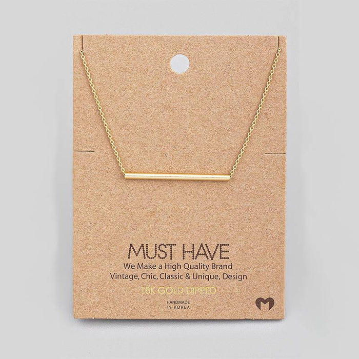 Fame Cylinder Bar Pendant Necklace - Gold