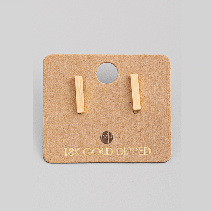Fame Dainty Bar Stud Earrings - Gold