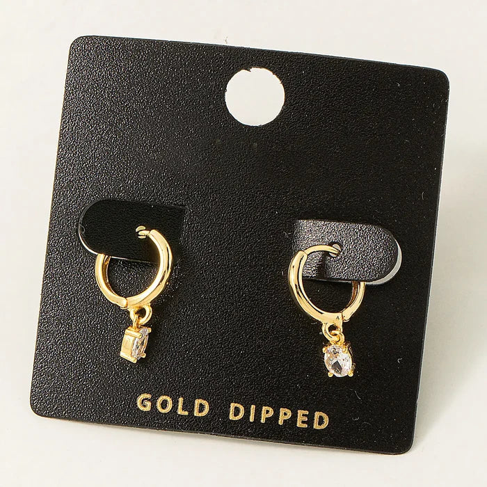 Fame Gold Dipped Mini Rhinestone Huggie Earrings