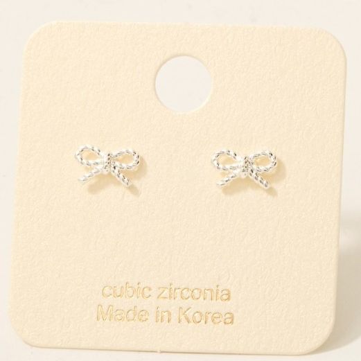 Fame Gold / Silver Dipped Mini CZ Bow Stud Earrings