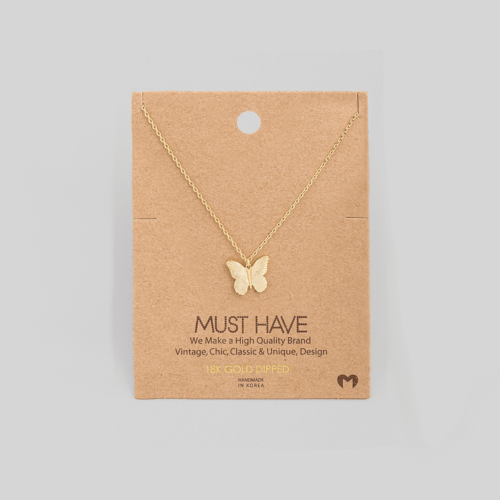 Fame Metallic Dainty Butterfly Pendant Necklace - Gold