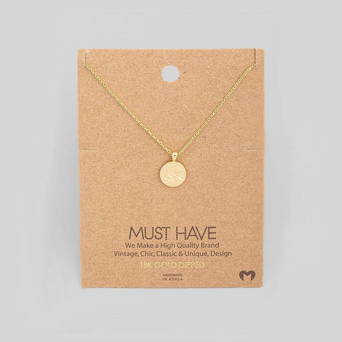 Fame Night Sky Coin Pendant Necklace - Gold