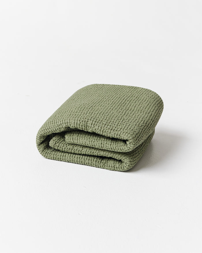 Forest green waffle throw blanket