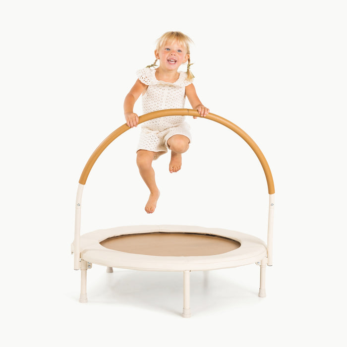 Little girl bounces on Gathre Trampoline