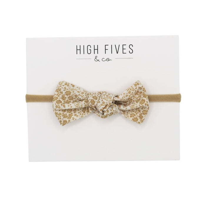 High Fives Floral Linen Knot Bow Nylon Headband
