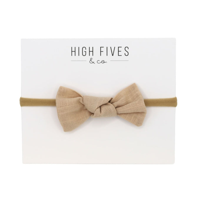 High Fives Linen Knot Bow Nylon Headband