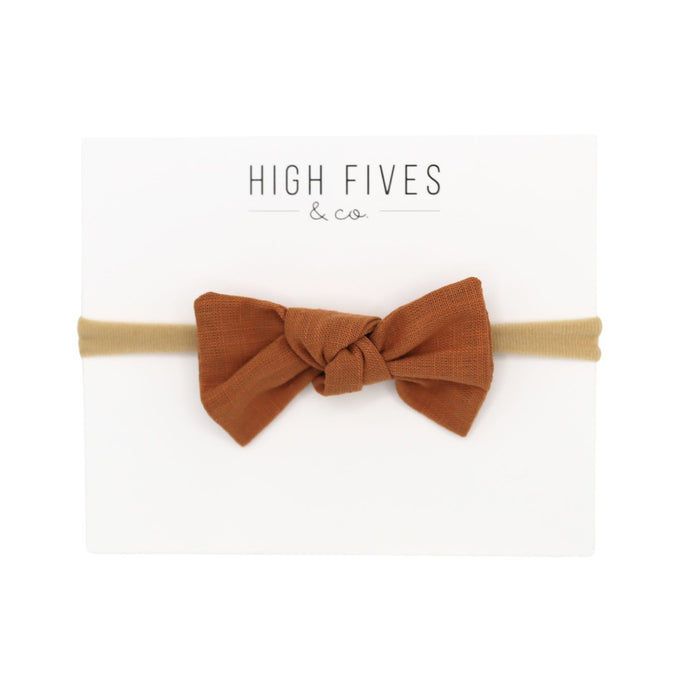 High Fives Linen Knot Bow Nylon Headband