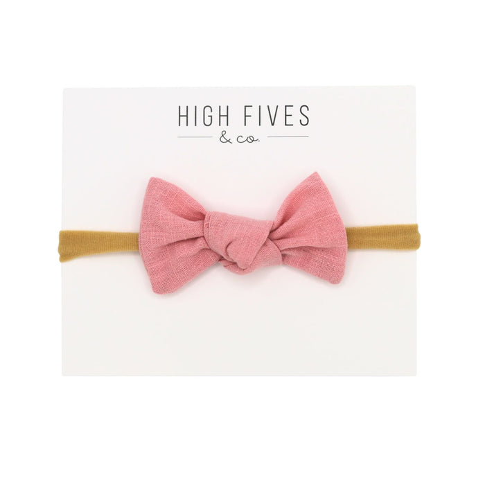 High Fives Linen Knot Bow Nylon Headband