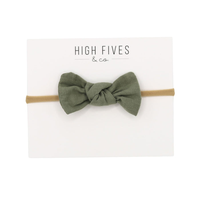 High Fives Linen Knot Bow Nylon Headband