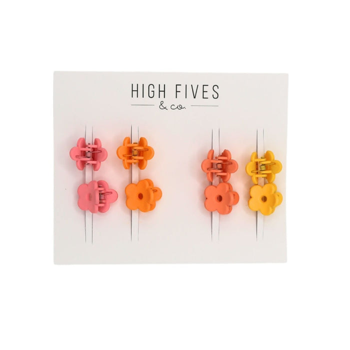High Fives Mini Daisy Hair Claw Clips - Set of 8 - Matte Warm Tones