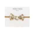 High Fives Printed Linen Knot Bow Nylon Headband
