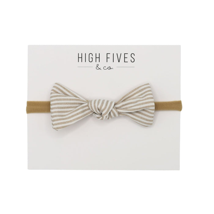 High Fives Printed Linen Knot Bow Nylon Headband