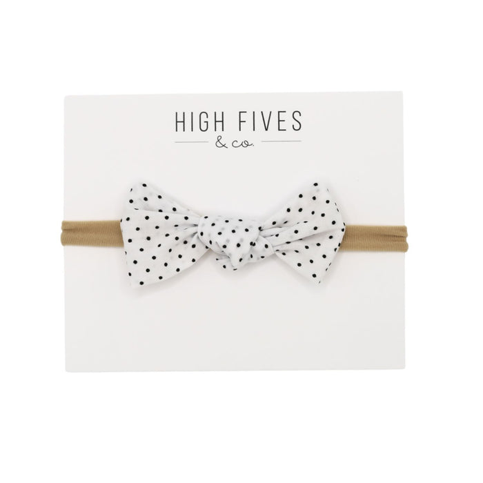 High Fives Printed Linen Knot Bow Nylon Headband