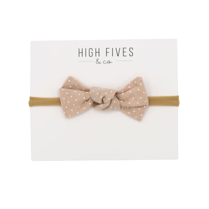 High Fives Printed Linen Knot Bow Nylon Headband