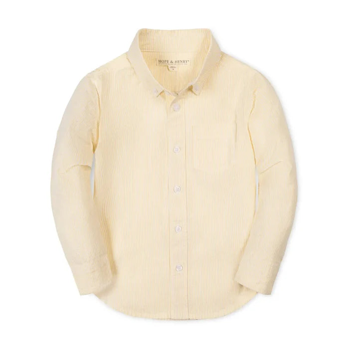 Hope and Henry Organic Seersucker Shirt - Yellow Seersucker