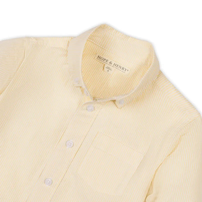 Hope and Henry Organic Seersucker Shirt - Yellow Seersucker