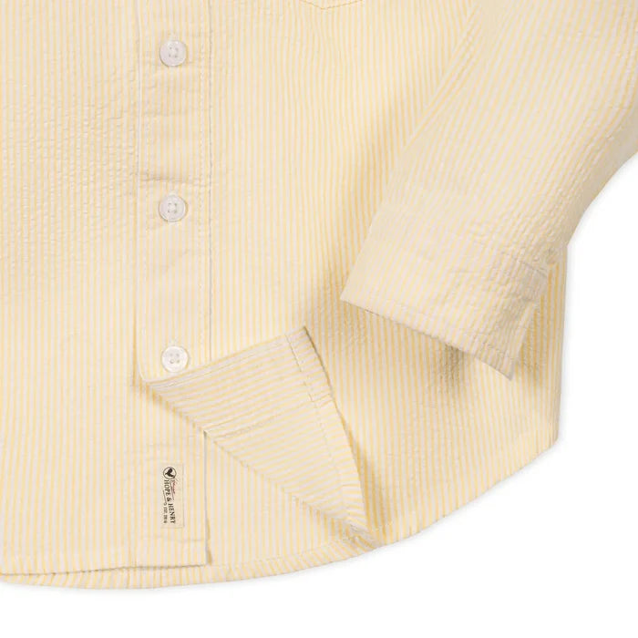Hope and Henry Organic Seersucker Shirt - Yellow Seersucker