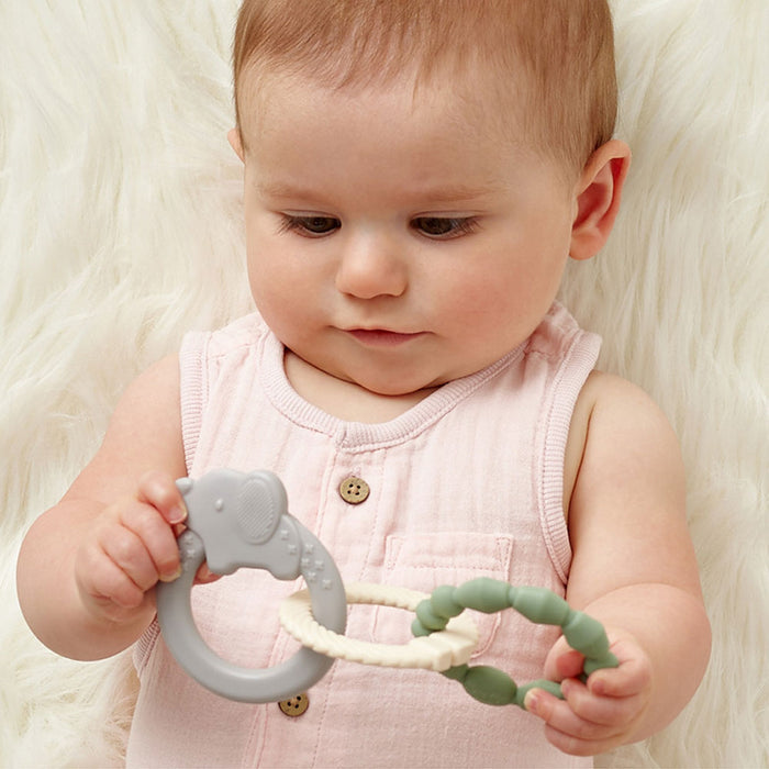 Baby plays with Itzy Ritzy Itzy Loops - Emmerson the Elephant
