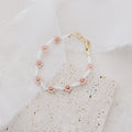 Joyful Bead Company Petal Pink Flower Bracelet - Gold