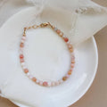 Joyful Bead Company Pink Opal Bracelet - Gold
