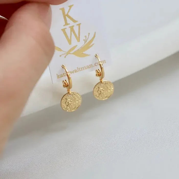 Katie Waltman Jewelry Petite Coin Huggie Earrings