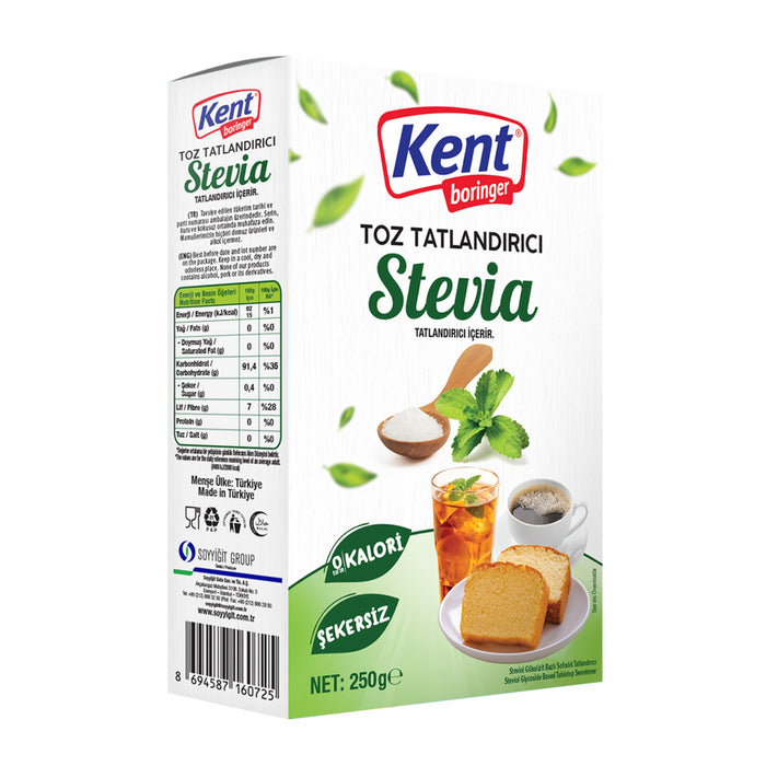 Kent Boringer Stevia Powder Sweetener offers a natural, low-calorie alternative to sugar, perfect fo