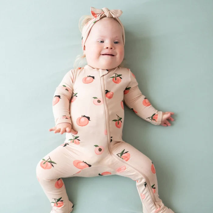Kyte Baby Printed Zippered Footie - Peach