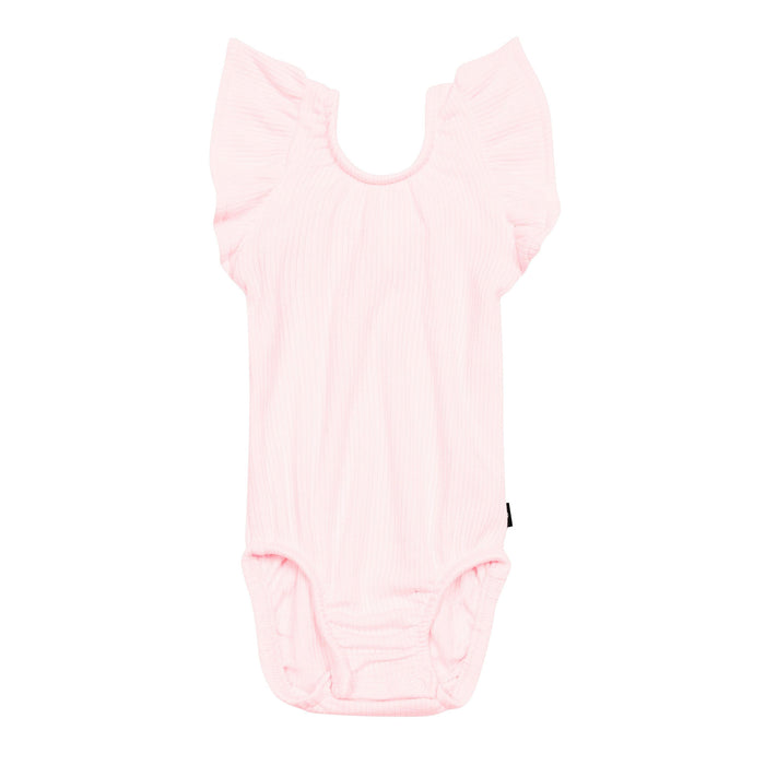 Kyte BABY Ribbed Sleeveless Ruffle Leotard - Sakura